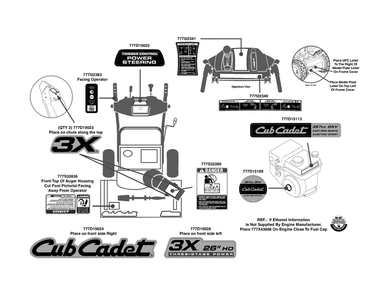 Label Map 3x 26hd Diagram and Parts List for 3X26-INCHHD31AH55SX (31AH55SX710)(2013) Cub Cadet Snow Blower